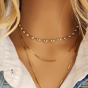 FP Designer Artisan Blue Evil Eye Gold Heart 14k Goldplated Choker Chain